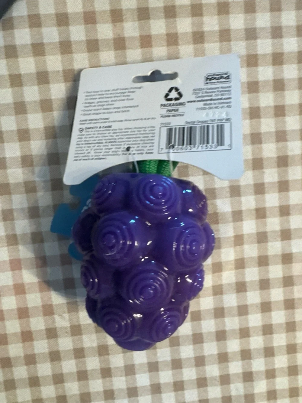 Outward Hound Purple Grape 2-in-1 Dental Dog Toy with Green Rope